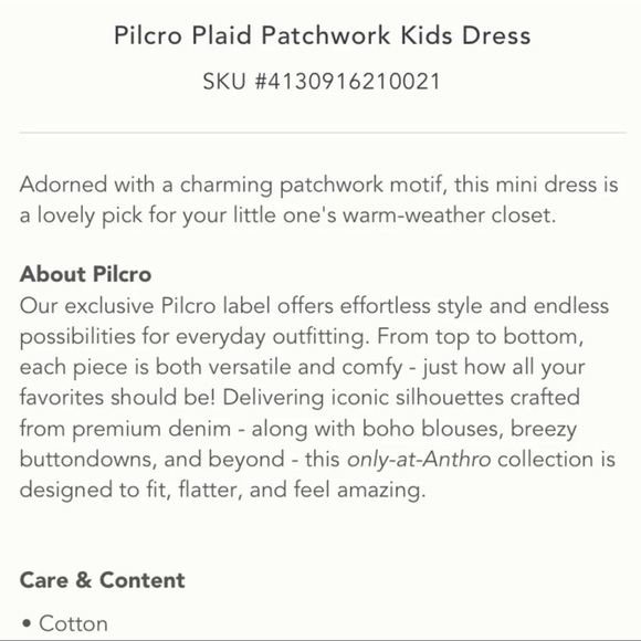 Anthropologie Pilcro Plaid Patchwork Kids Dress Size 4T NWT - Picture 4 of 6